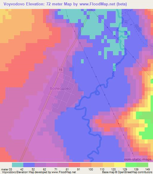 Voyvodovo,Bulgaria Elevation Map