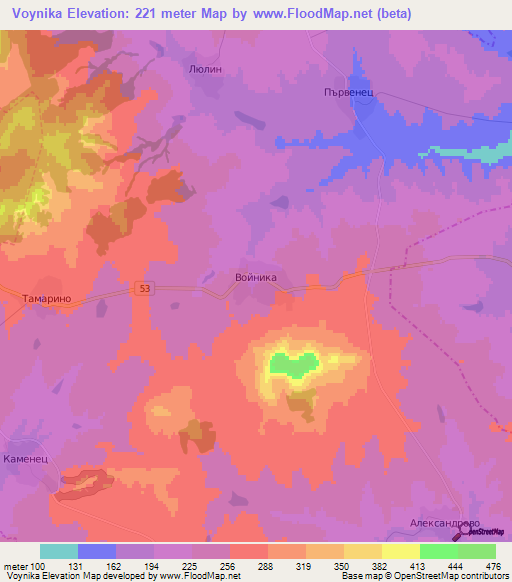 Voynika,Bulgaria Elevation Map