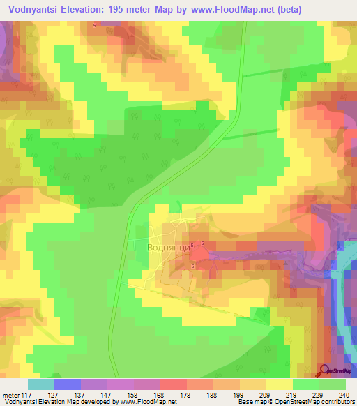 Vodnyantsi,Bulgaria Elevation Map