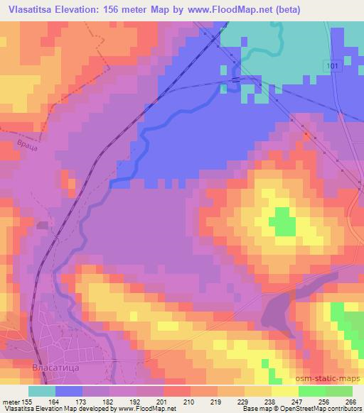 Vlasatitsa,Bulgaria Elevation Map