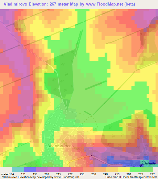 Vladimirovo,Bulgaria Elevation Map