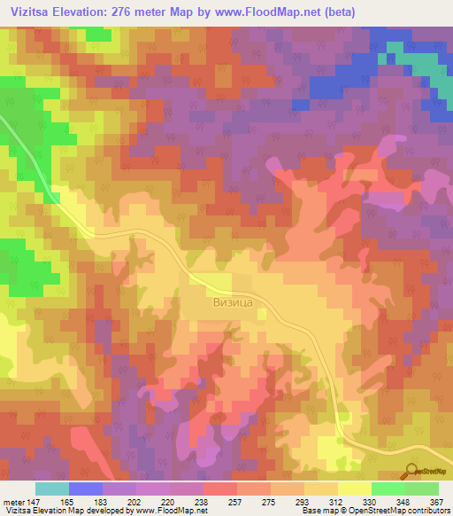 Vizitsa,Bulgaria Elevation Map