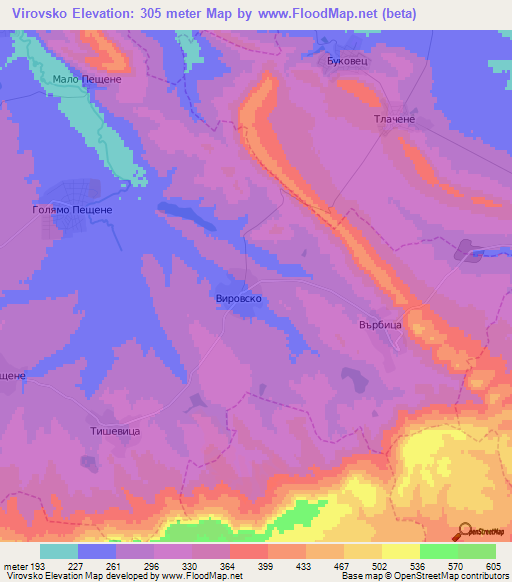 Virovsko,Bulgaria Elevation Map