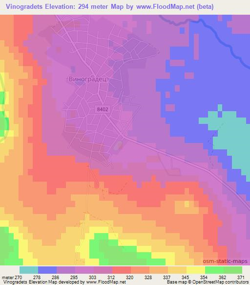 Vinogradets,Bulgaria Elevation Map