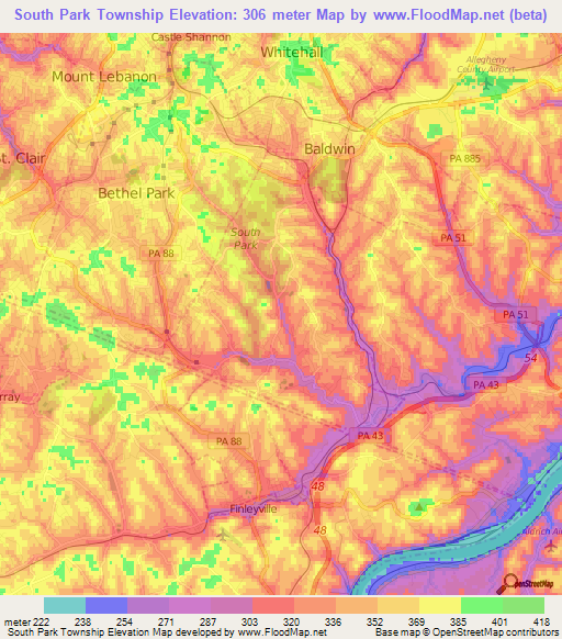 South Park Township,US Elevation Map