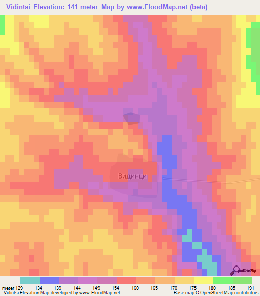 Vidintsi,Bulgaria Elevation Map