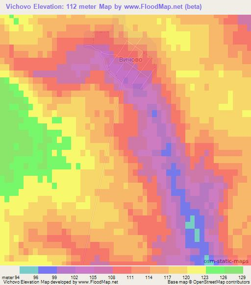 Vichovo,Bulgaria Elevation Map