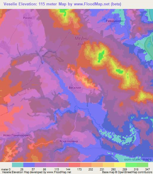 Veselie,Bulgaria Elevation Map