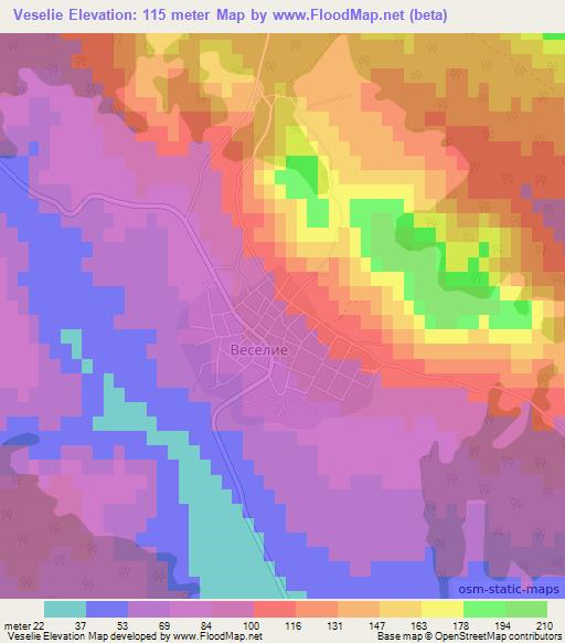 Veselie,Bulgaria Elevation Map