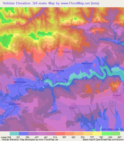 Velislav,Bulgaria Elevation Map