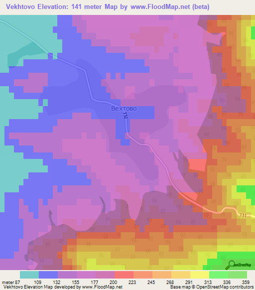 Vekhtovo,Bulgaria Elevation Map