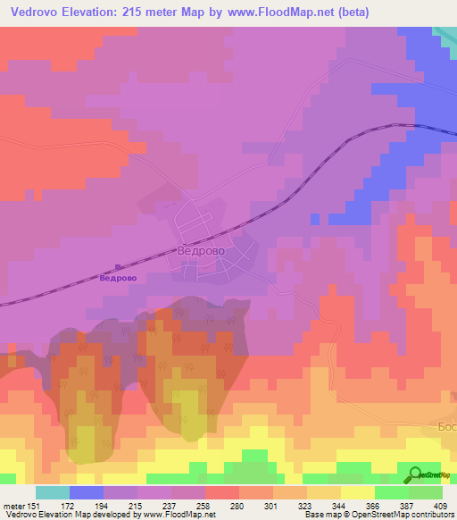 Vedrovo,Bulgaria Elevation Map