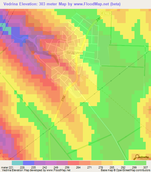 Vedrina,Bulgaria Elevation Map