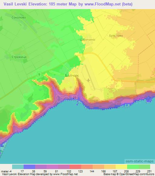 Vasil Levski,Bulgaria Elevation Map