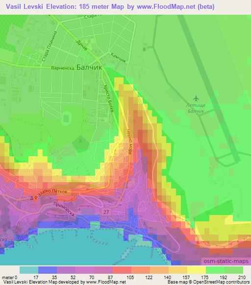 Vasil Levski,Bulgaria Elevation Map