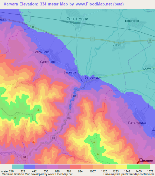 Varvara,Bulgaria Elevation Map