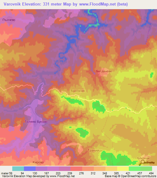 Varovnik,Bulgaria Elevation Map