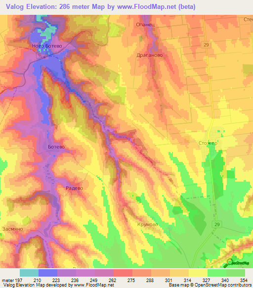 Valog,Bulgaria Elevation Map