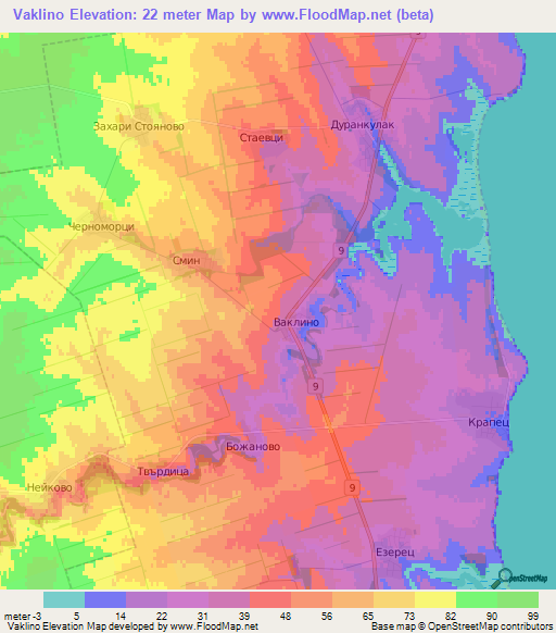 Vaklino,Bulgaria Elevation Map