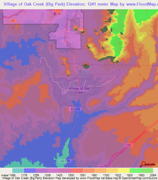 Elevation of Village of Oak Creek (Big Park),US Elevation Map ...