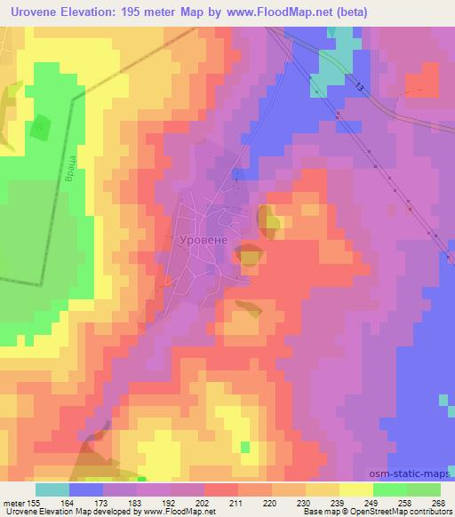 Urovene,Bulgaria Elevation Map