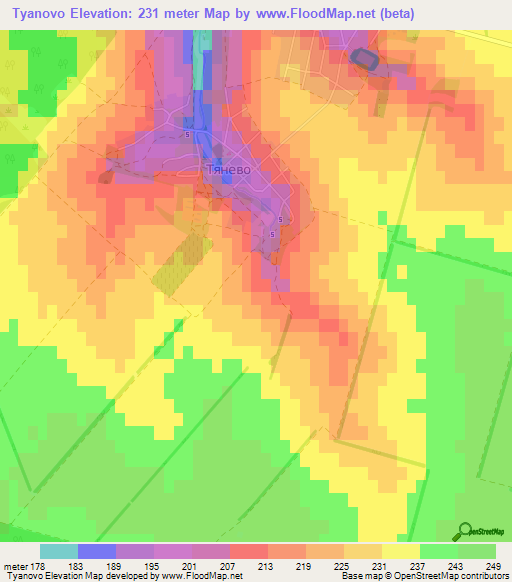 Tyanovo,Bulgaria Elevation Map