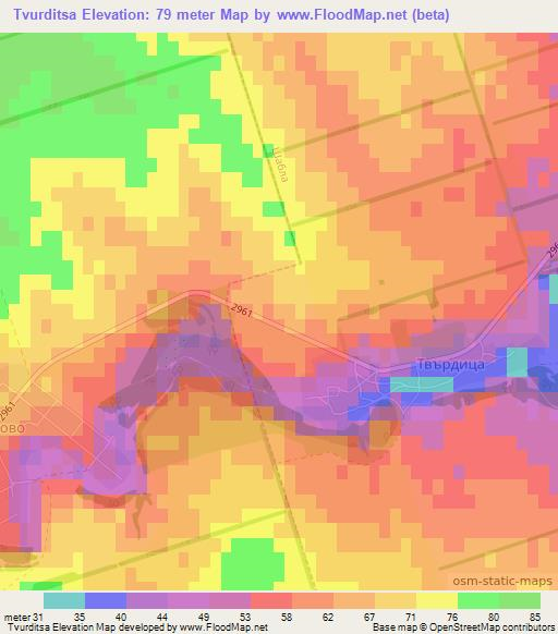 Tvurditsa,Bulgaria Elevation Map