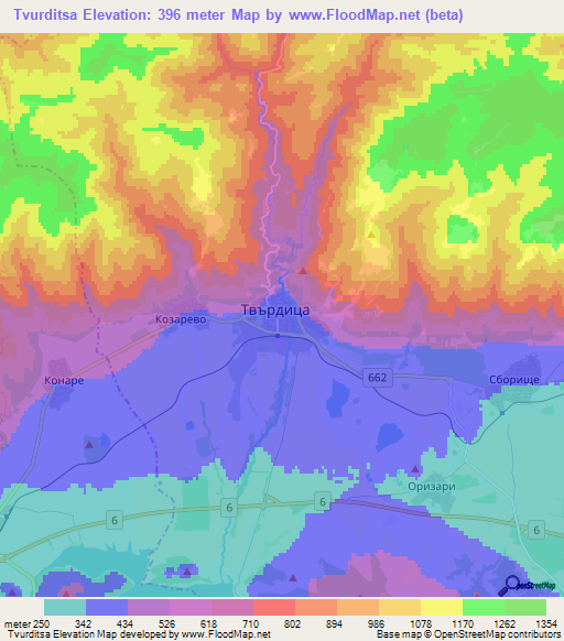 Tvurditsa,Bulgaria Elevation Map