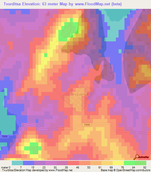 Tvurditsa,Bulgaria Elevation Map