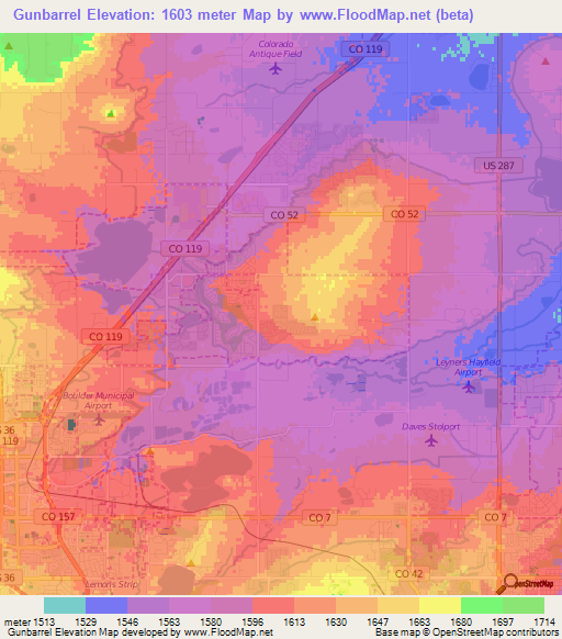 Gunbarrel,US Elevation Map