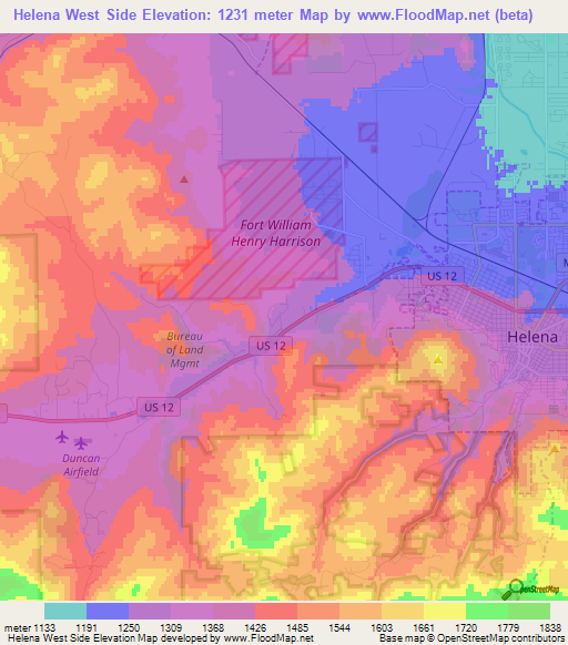 Helena West Side,US Elevation Map