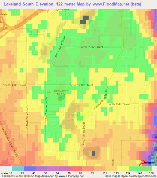 Lakeland South,US Elevation Map