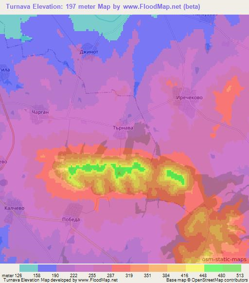 Turnava,Bulgaria Elevation Map