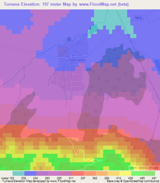 Turnava,Bulgaria Elevation Map