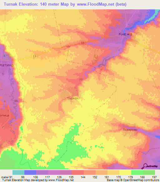 Turnak,Bulgaria Elevation Map