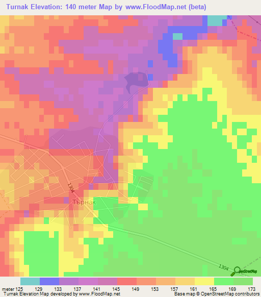 Turnak,Bulgaria Elevation Map