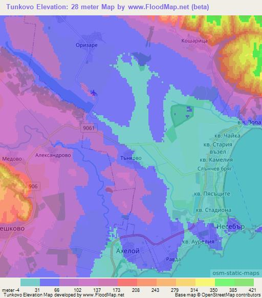 Tunkovo,Bulgaria Elevation Map