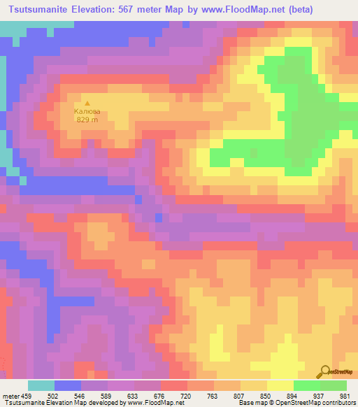 Tsutsumanite,Bulgaria Elevation Map