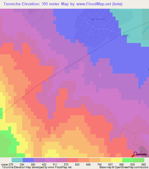 Tsruncha,Bulgaria Elevation Map