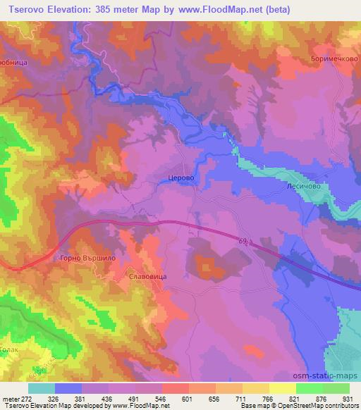 Tserovo,Bulgaria Elevation Map