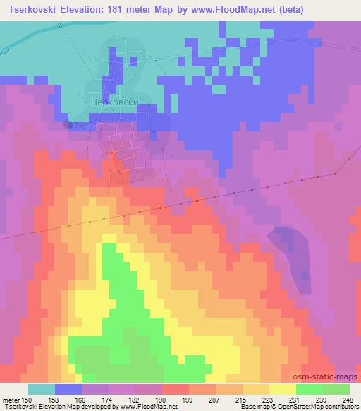 Tserkovski,Bulgaria Elevation Map