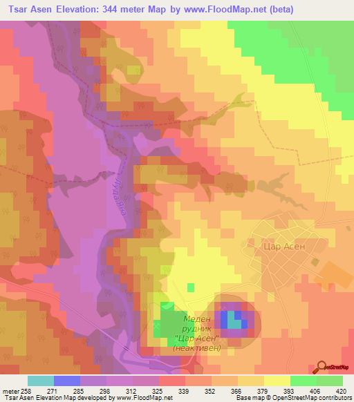 Tsar Asen,Bulgaria Elevation Map