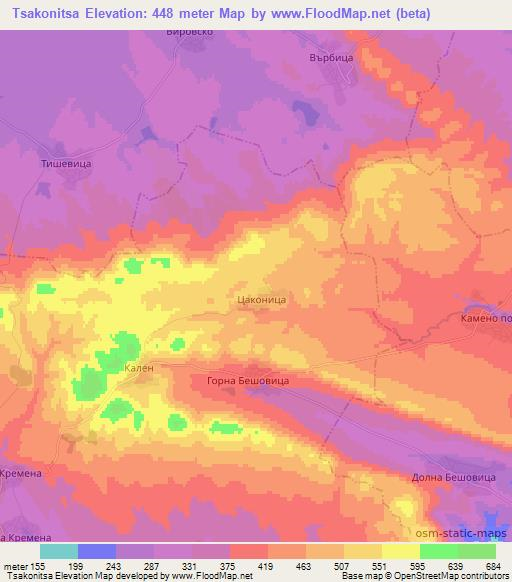 Tsakonitsa,Bulgaria Elevation Map