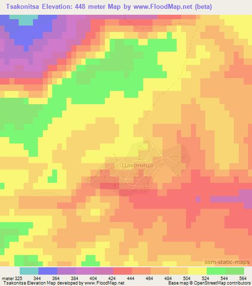 Tsakonitsa,Bulgaria Elevation Map