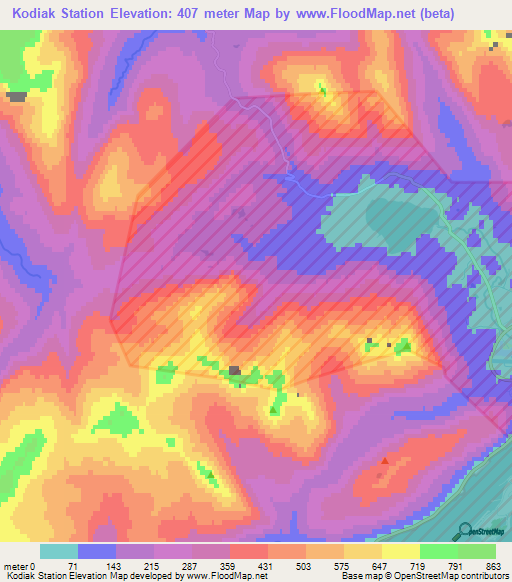 Kodiak Station,US Elevation Map