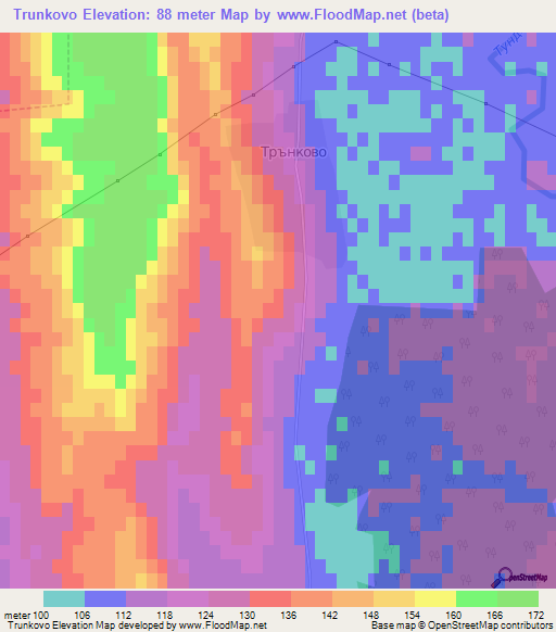 Trunkovo,Bulgaria Elevation Map