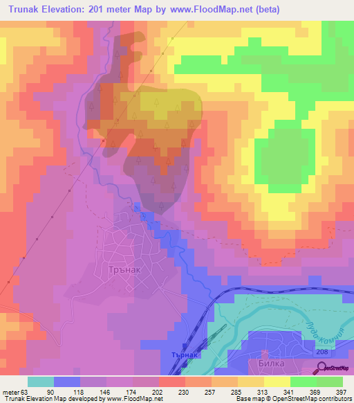 Trunak,Bulgaria Elevation Map