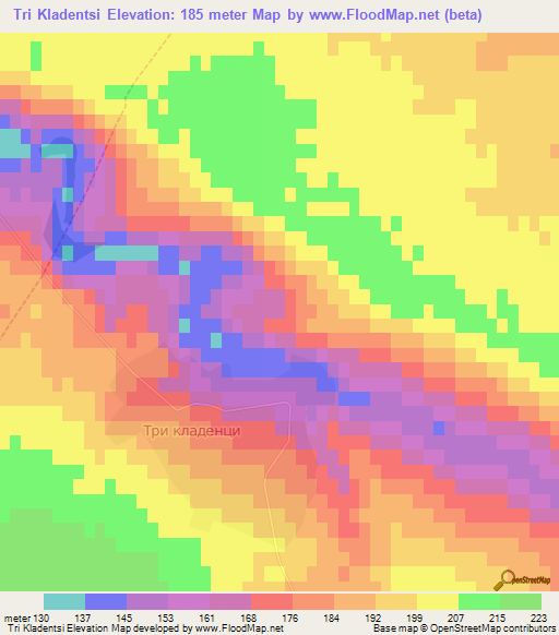 Tri Kladentsi,Bulgaria Elevation Map