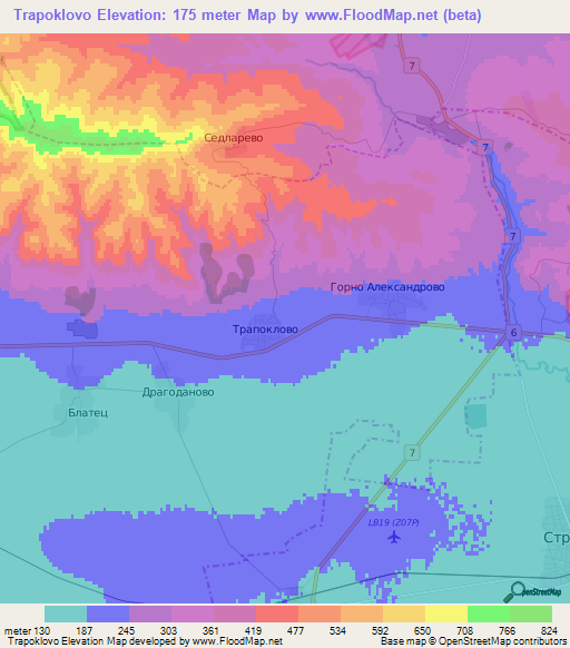 Trapoklovo,Bulgaria Elevation Map