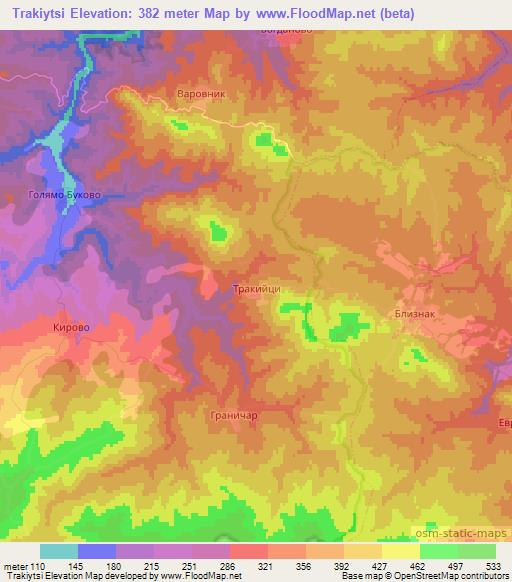 Trakiytsi,Bulgaria Elevation Map